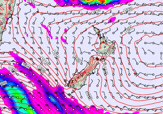 New Zealand forecast chart for Thursday, March 5th, 2026 at 6:00 AM