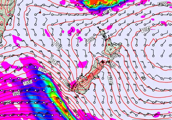 New Zealand forecast chart for Thursday, March 5th, 2026 at 12:00 PM