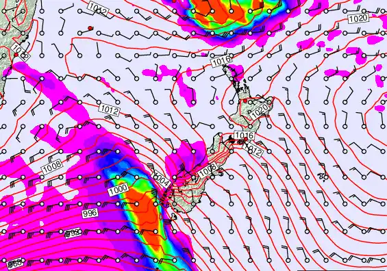 New Zealand forecast chart for Thursday, March 5th, 2026 at 6:00 PM