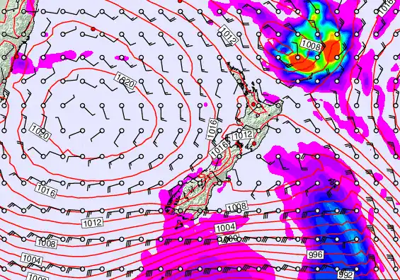 New Zealand forecast chart for Friday, March 6th, 2026 at 6:00 PM