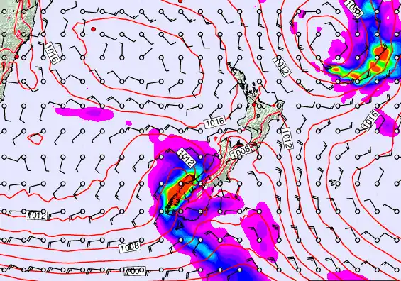 New Zealand forecast chart for Sunday, March 8th, 2026 at 6:00 AM