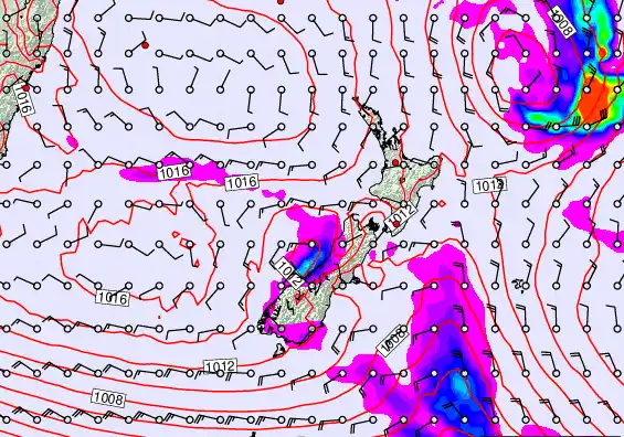 New Zealand forecast chart for Sunday, March 8th, 2026 at 12:00 PM