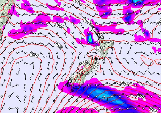 New Zealand forecast chart for Saturday, February 28th, 2026 at 6:00 PM