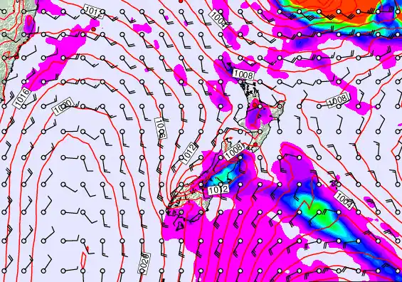 New Zealand forecast chart for Sunday, March 1st, 2026 at 6:00 AM