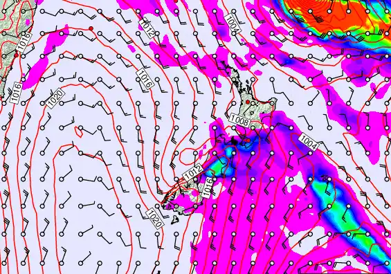 New Zealand forecast chart for Sunday, March 1st, 2026 at 12:00 PM