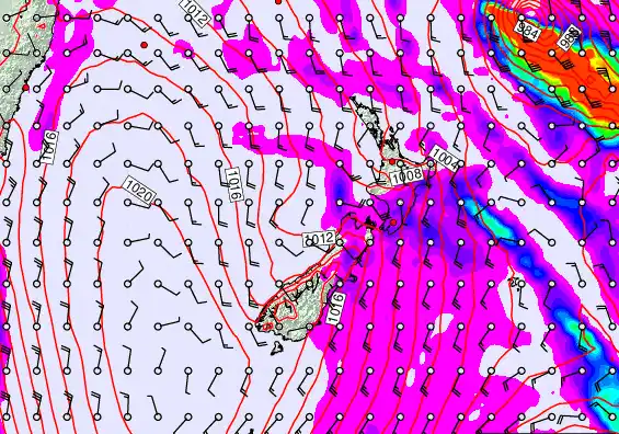 New Zealand forecast chart for Sunday, March 1st, 2026 at 6:00 PM