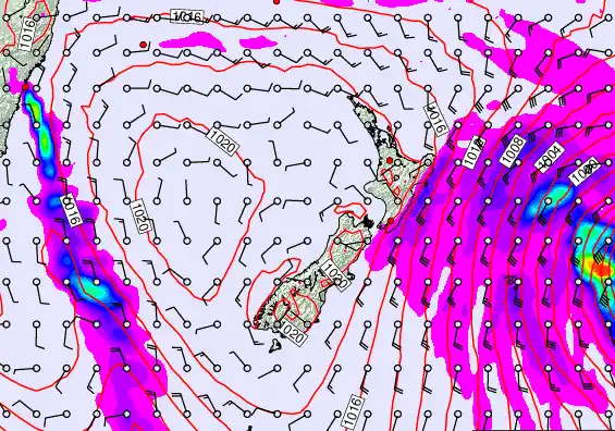 New Zealand forecast chart for Monday, March 2nd, 2026 at 6:00 PM