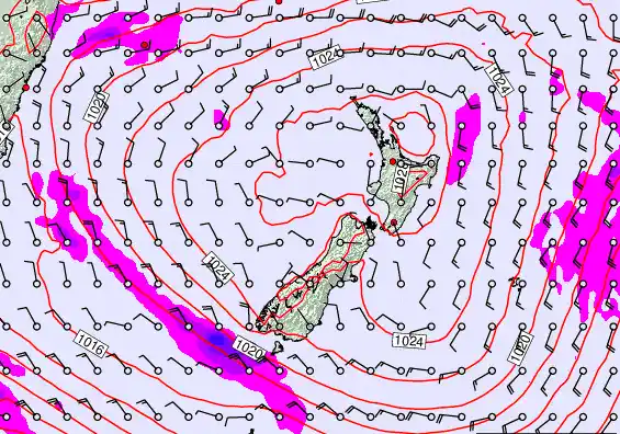 New Zealand forecast chart for Tuesday, March 3rd, 2026 at 6:00 PM