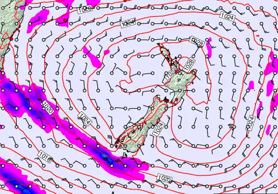 New Zealand forecast chart for Wednesday, March 4th, 2026 at 12:00 AM