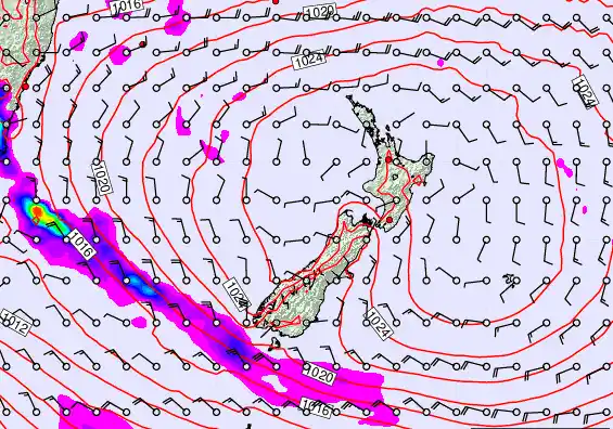 New Zealand forecast chart for Wednesday, March 4th, 2026 at 6:00 AM