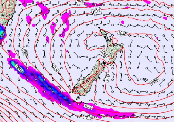 New Zealand forecast chart for Wednesday, March 4th, 2026 at 12:00 PM