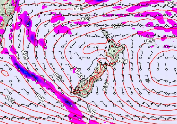 New Zealand forecast chart for Thursday, March 5th, 2026 at 6:00 PM