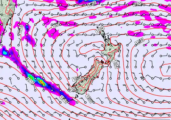 New Zealand forecast chart for Friday, March 6th, 2026 at 12:00 AM