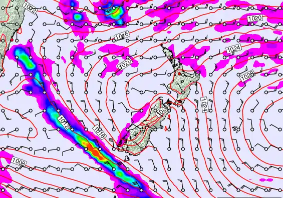 New Zealand forecast chart for Friday, March 6th, 2026 at 6:00 PM