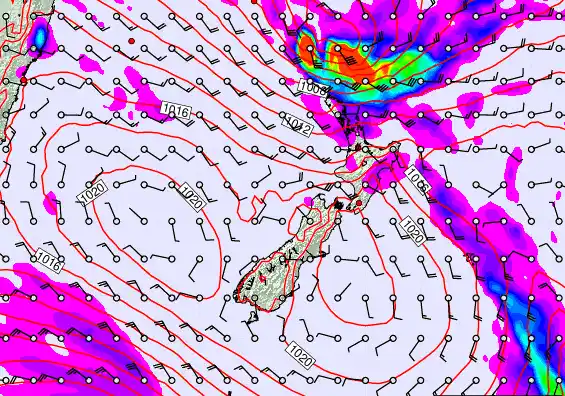 New Zealand forecast chart for Monday, March 9th, 2026 at 6:00 AM