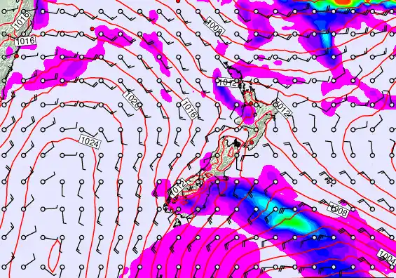 New Zealand forecast chart for Sunday, March 1st, 2026 at 12:00 AM