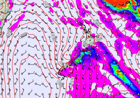 New Zealand forecast chart for Sunday, March 1st, 2026 at 12:00 PM