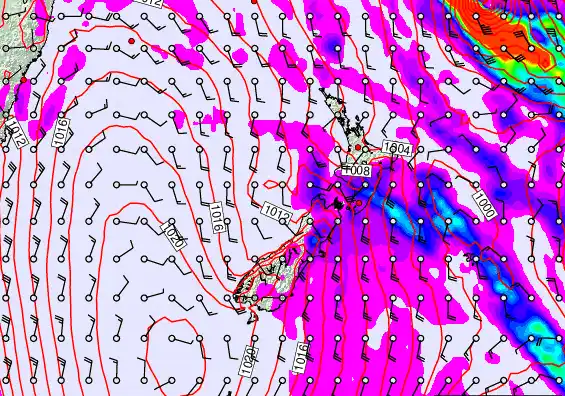 New Zealand forecast chart for Sunday, March 1st, 2026 at 6:00 PM