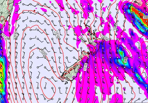 New Zealand forecast chart for Monday, March 2nd, 2026 at 12:00 AM
