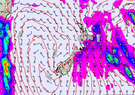 New Zealand forecast chart for Monday, March 2nd, 2026 at 6:00 AM