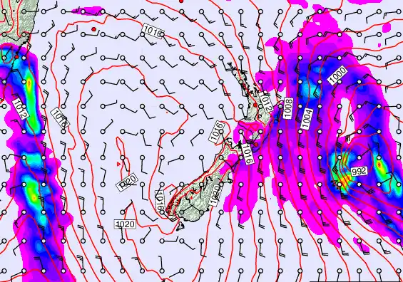 New Zealand forecast chart for Monday, March 2nd, 2026 at 12:00 PM