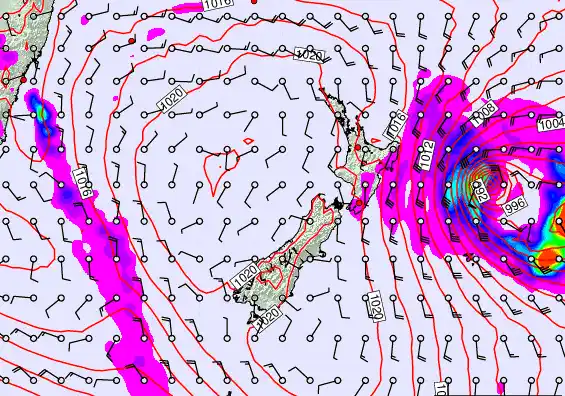 New Zealand forecast chart for Tuesday, March 3rd, 2026 at 6:00 AM