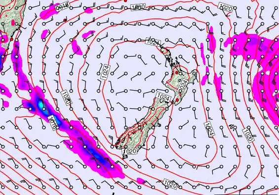 New Zealand forecast chart for Wednesday, March 4th, 2026 at 6:00 AM
