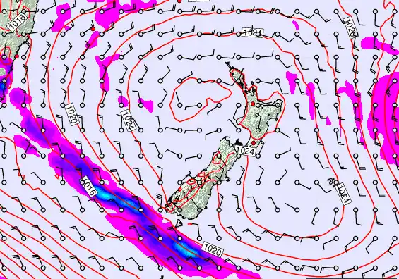 New Zealand forecast chart for Wednesday, March 4th, 2026 at 12:00 PM