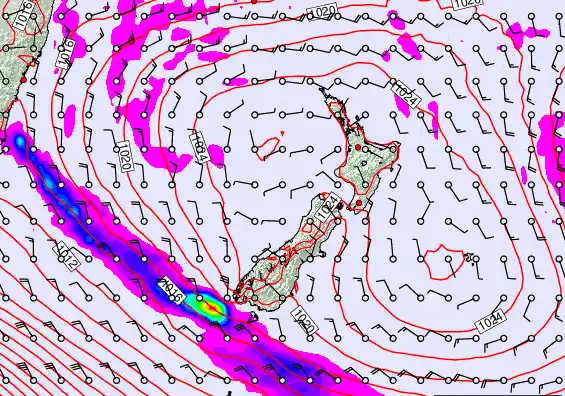 New Zealand forecast chart for Wednesday, March 4th, 2026 at 6:00 PM
