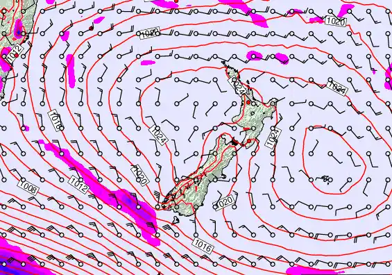 New Zealand forecast chart for Thursday, March 5th, 2026 at 6:00 AM