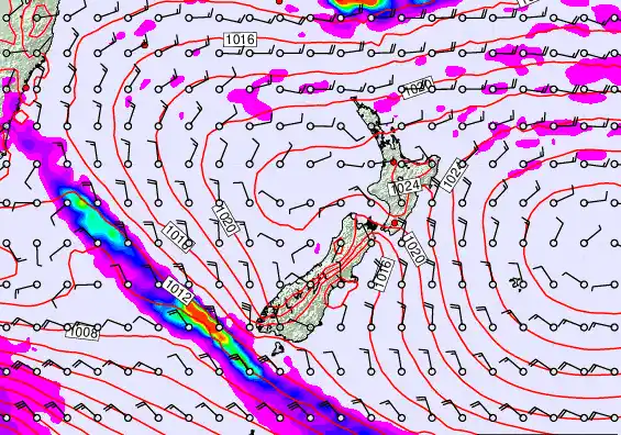 New Zealand forecast chart for Friday, March 6th, 2026 at 12:00 PM
