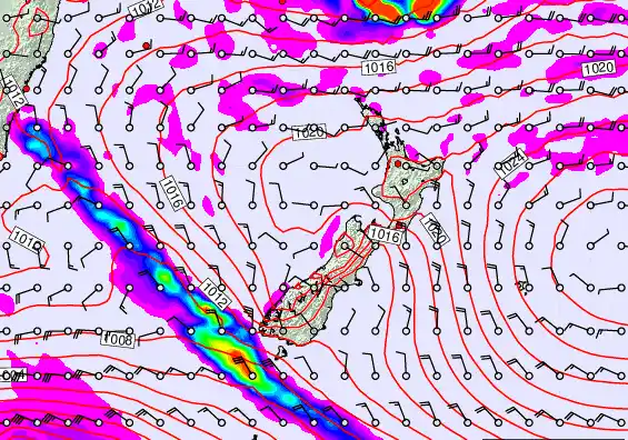 New Zealand forecast chart for Friday, March 6th, 2026 at 6:00 PM
