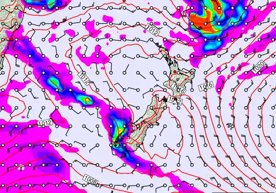 New Zealand forecast chart for Saturday, March 7th, 2026 at 6:00 PM