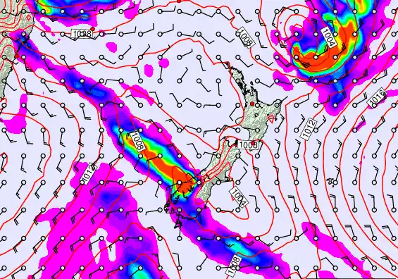 New Zealand forecast chart for Sunday, March 8th, 2026 at 6:00 AM
