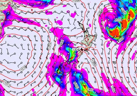 New Zealand forecast chart for Sunday, March 8th, 2026 at 6:00 PM