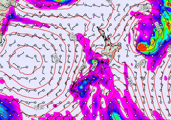 New Zealand forecast chart for Monday, March 9th, 2026 at 12:00 AM