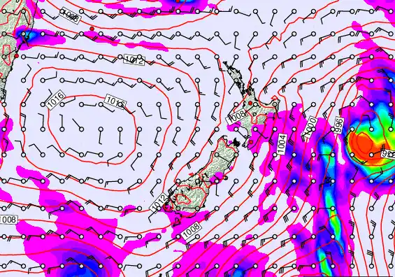 New Zealand forecast chart for Monday, March 9th, 2026 at 12:00 PM