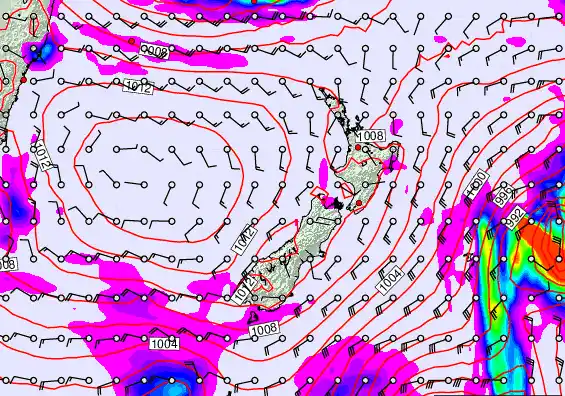 New Zealand forecast chart for Monday, March 9th, 2026 at 6:00 PM