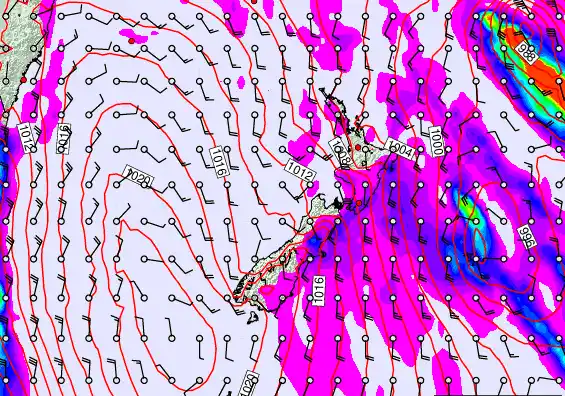 New Zealand forecast chart for Monday, March 2nd, 2026 at 12:00 AM