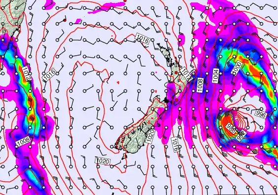 New Zealand forecast chart for Monday, March 2nd, 2026 at 6:00 PM