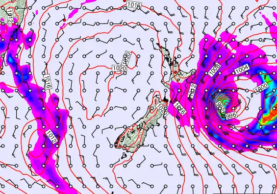 New Zealand forecast chart for Tuesday, March 3rd, 2026 at 6:00 AM