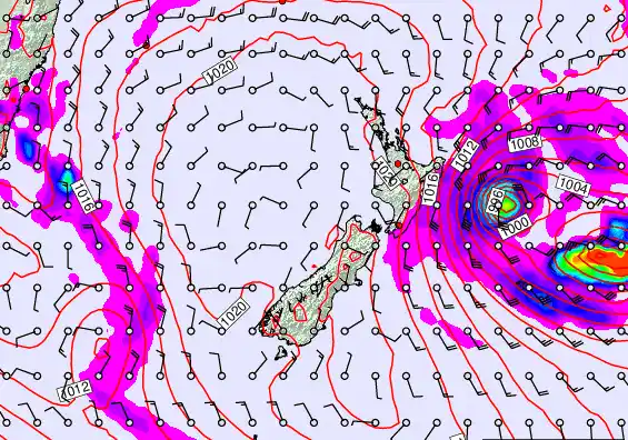 New Zealand forecast chart for Tuesday, March 3rd, 2026 at 12:00 PM