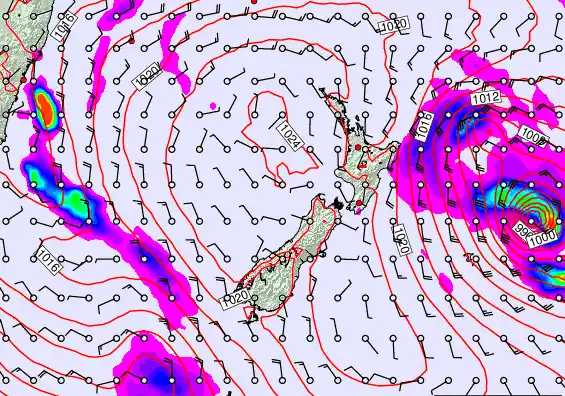 New Zealand forecast chart for Wednesday, March 4th, 2026 at 12:00 AM