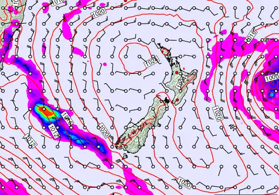 New Zealand forecast chart for Wednesday, March 4th, 2026 at 12:00 PM