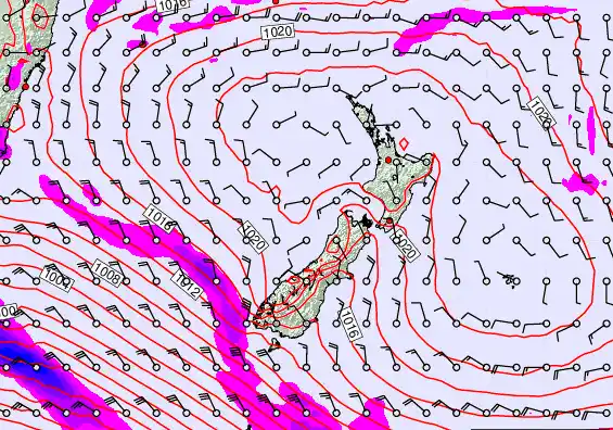 New Zealand forecast chart for Thursday, March 5th, 2026 at 12:00 PM