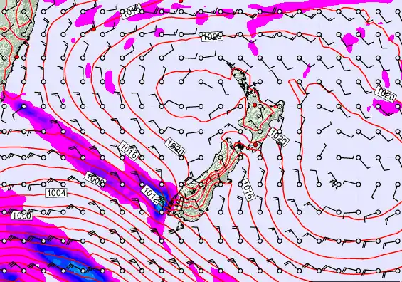 New Zealand forecast chart for Thursday, March 5th, 2026 at 6:00 PM
