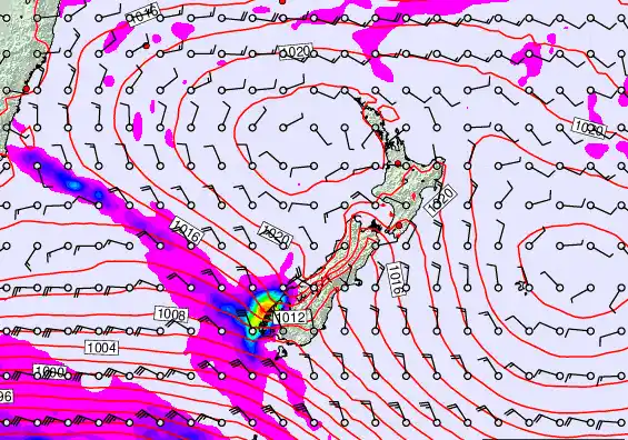 New Zealand forecast chart for Friday, March 6th, 2026 at 12:00 AM