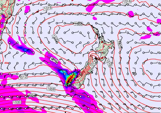 New Zealand forecast chart for Friday, March 6th, 2026 at 6:00 AM