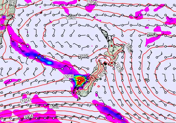 New Zealand forecast chart for Friday, March 6th, 2026 at 12:00 PM
