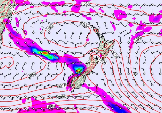 New Zealand forecast chart for Friday, March 6th, 2026 at 6:00 PM